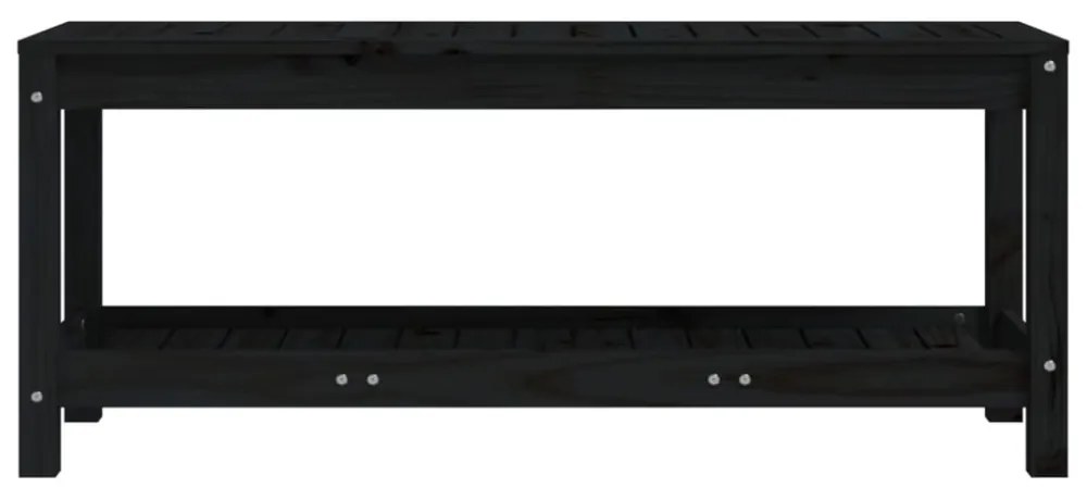 fekete tömör fenyőfa kerti pad 108x35x45 cm