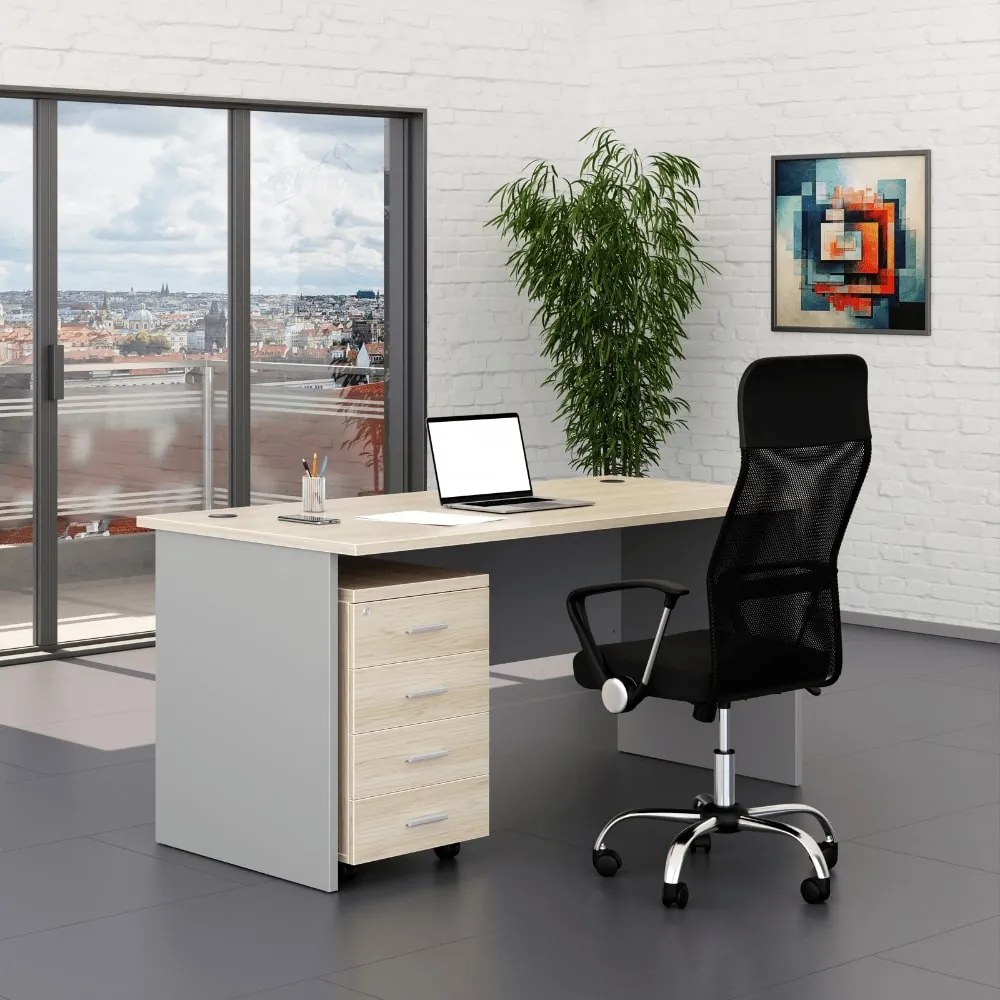 Irodabútor garnitúra SimpleOffice 1, 160 cm, világos tölgy / szürke