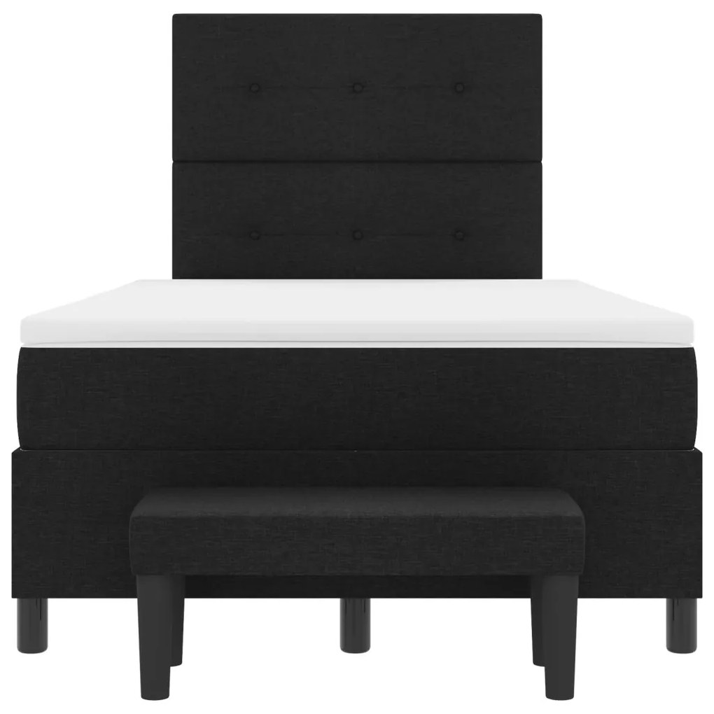 Box Spring Ágy matraccal és pad fekete 120x200 cm szövet