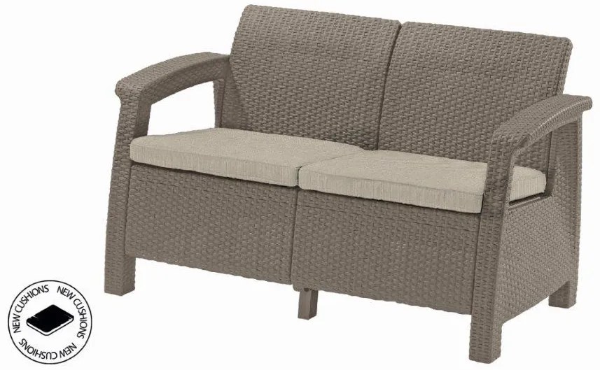 Kerti bútor Keter Corfu love seat kétszemélyes kanapé, cappuccino szín
