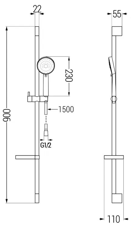 Mexen Pecos fürdőszett DS75, fekete - 72713DS75-70