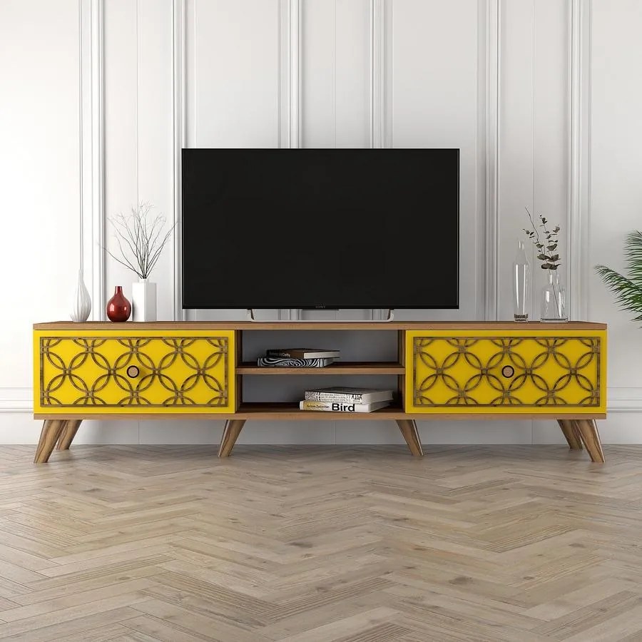 TV szekrény Class - Walnut, Yellow