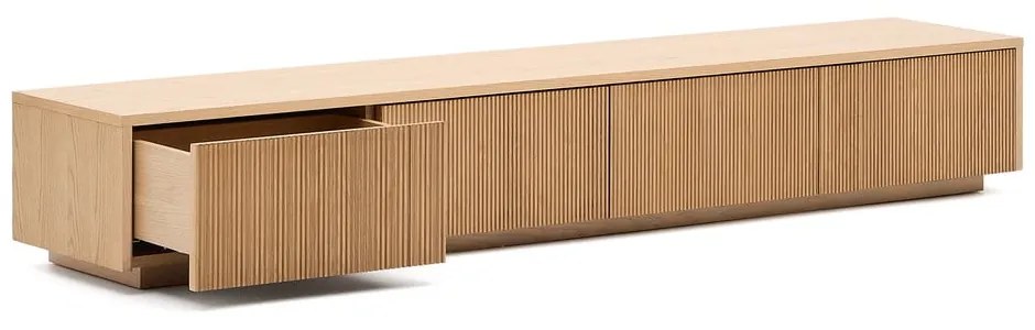 Natúr színű TV-állvány tölgyfa dekorral 200x30x40 cm Helvine – Kave Home