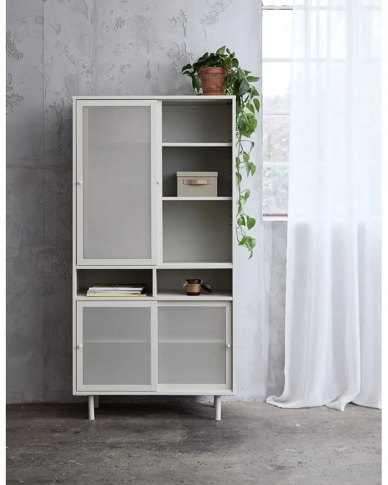 Szürke fém szekrény tolóajtóval 90x180x40 cm Veep – Unique Furniture