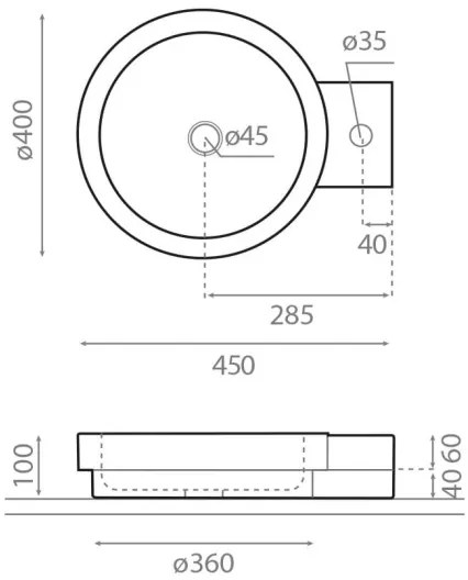 Bathco 00339 - Ráépíthető mosdó ICONO 40x45 cm kő/szürke