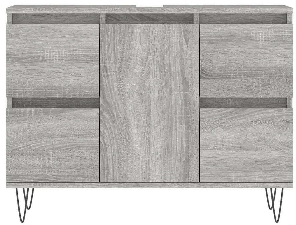 Szürke sonoma színű szerelt fa mosdószekrény 80 x 33 x 60 cm