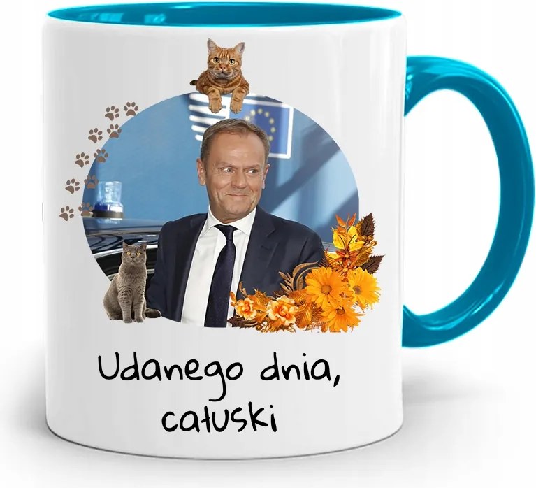 Donald Tusk Kék Bögre Platform Ajándék fényképes nyomtatással