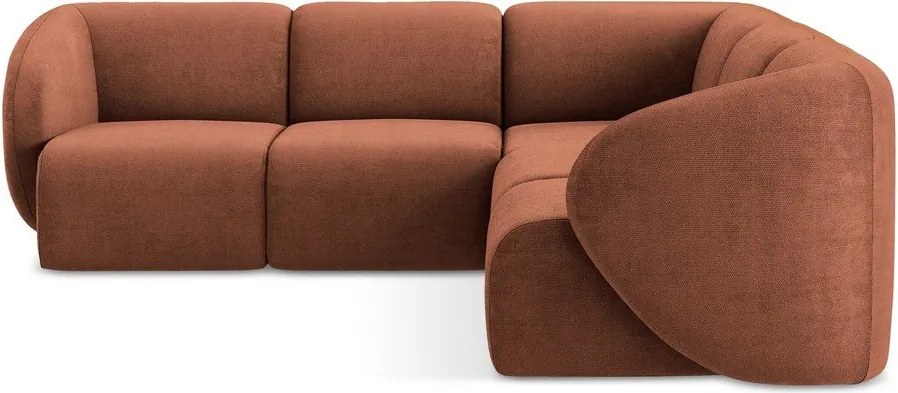 Terrakotta színű zsenília sarokkanapé Lani – Makamii