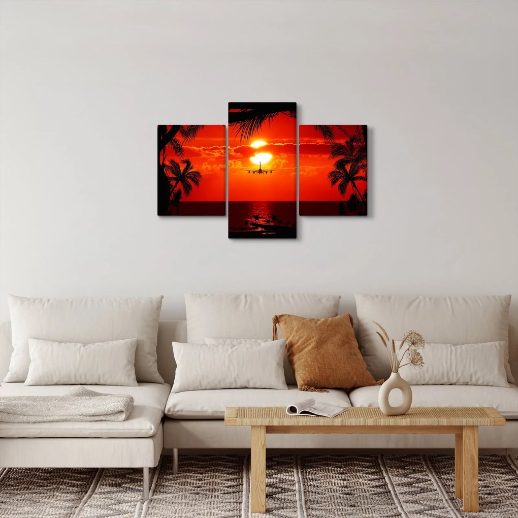 Kép - naplemente repülőgéppel (90x60 cm)