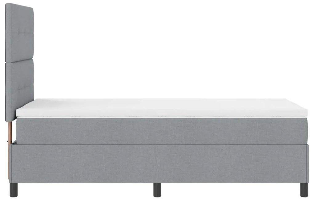Box Spring Ágy Matrac Világosszürke 90x200 cm Szövet