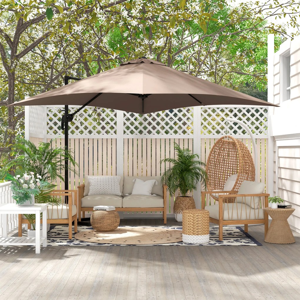 Outsunny Négyzet alakú, dönthető 360°-ban forgatható napernyő, alumínium, 3L x 3W x 2.6H m bézs | Aosom