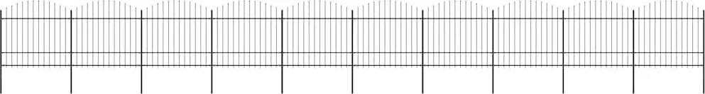 vidaXL fekete acélkerítés lándzsás tetejű 1781,5 x 175 cm