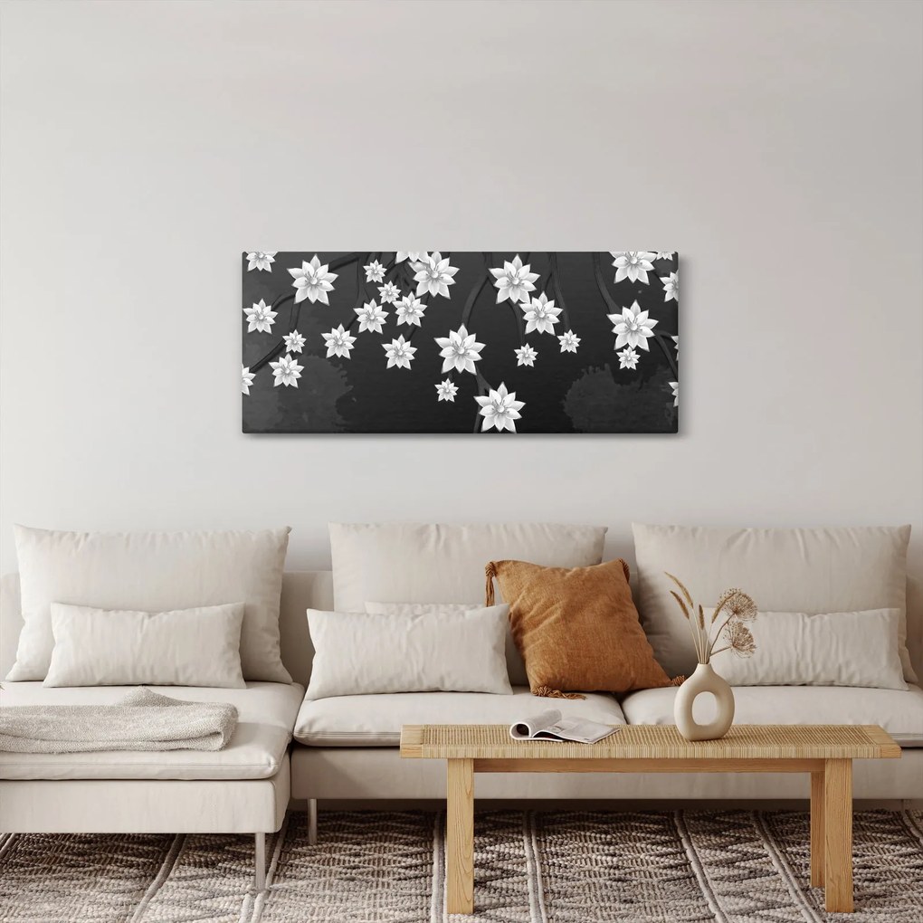 Kép - virágok az ágakon (120x50 cm)