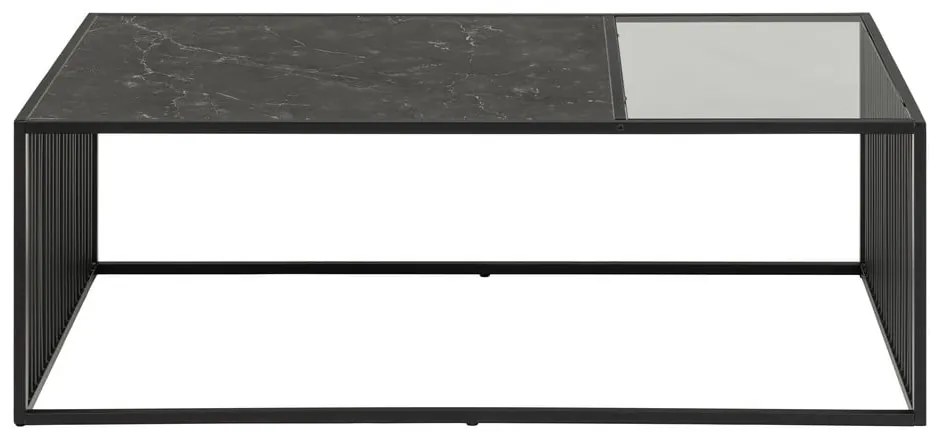 Fekete dohányzóasztal üveg asztallappal 60x120 cm Strington – Actona