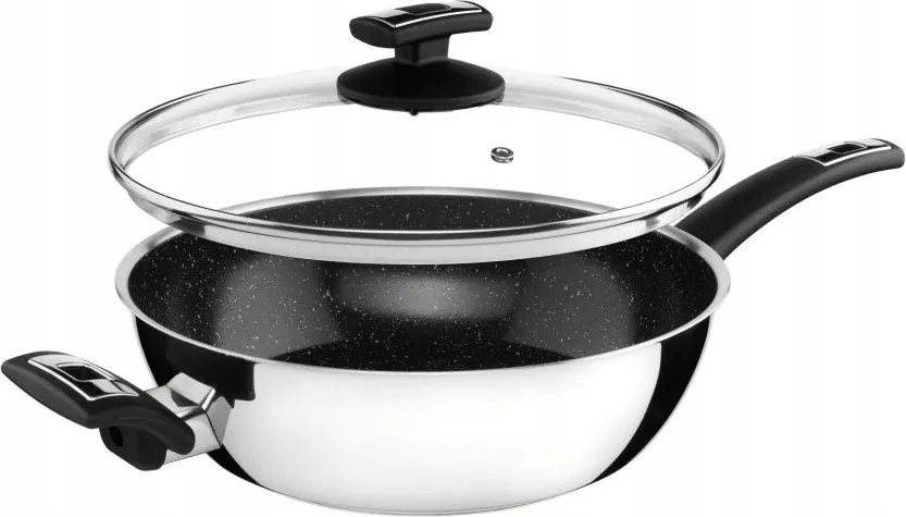 Cerammax Pro Comfort serpenyő, fogantyúval és nyelű, fedővel, átmérője 26 cm,