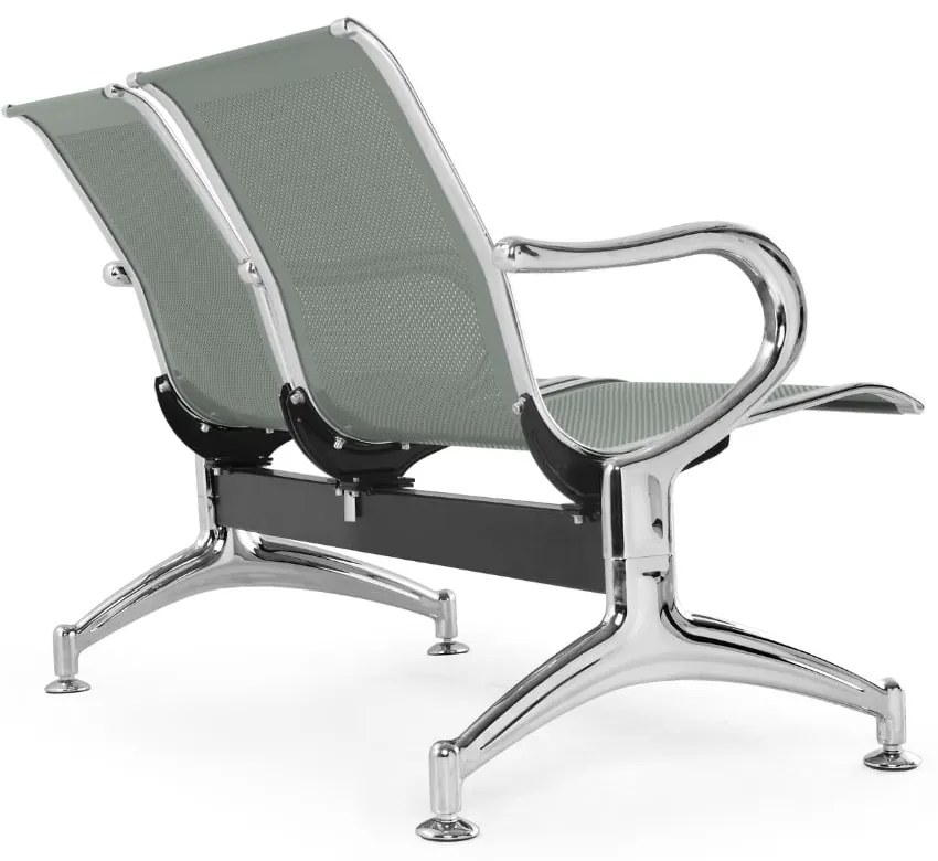 Fém pad a váróterembe REST, 2 ülés, szürke