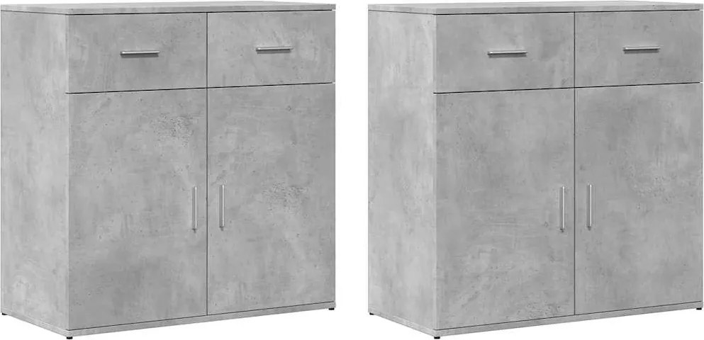 vidaXL 2 db betonszürke szerelt fa tálalószekrény 79 x 38 x 80 cm