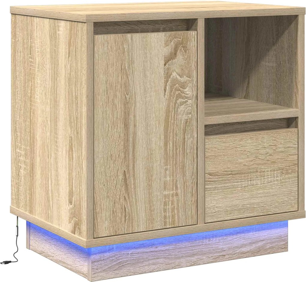 vidaXL Éjjeliszekrény fiókkal Sonoma tölgy 50 x 34,5 x 50 cm Faanyag