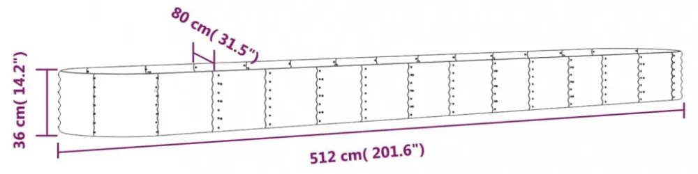 zöld porszórt acél kerti magaságyás 512x80x36 cm