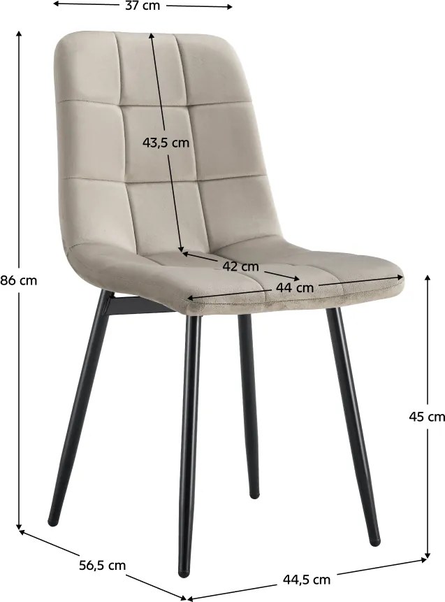 Szék, szürkésbarna Taupe Velvet szövet/fekete, RAMITA TYP 3