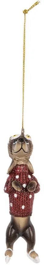 Karácsonyfadísz pöttyös piros pulcsis tacskó