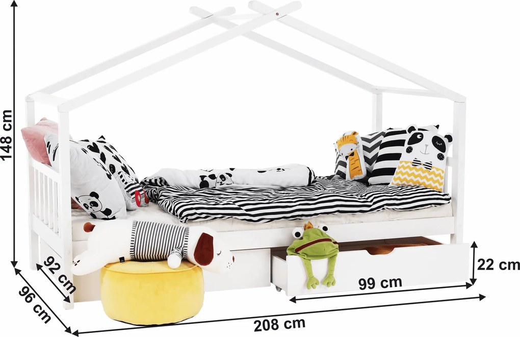 Ágy 2 konténerrál, fehér, ELISIA