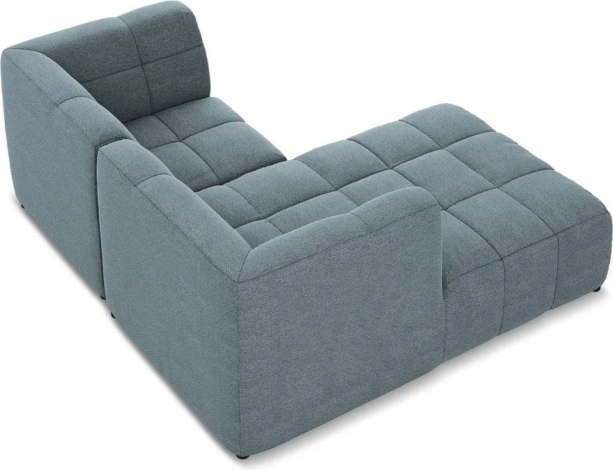 Kék buklé sarokkanapé (bal oldali-heverő résszel) Aloha – Makamii