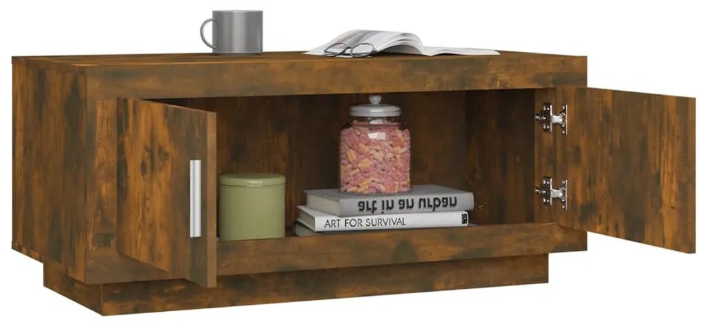 Füstös tölgy színű szerelt fa dohányzóasztal 102 x 50 x 45 cm