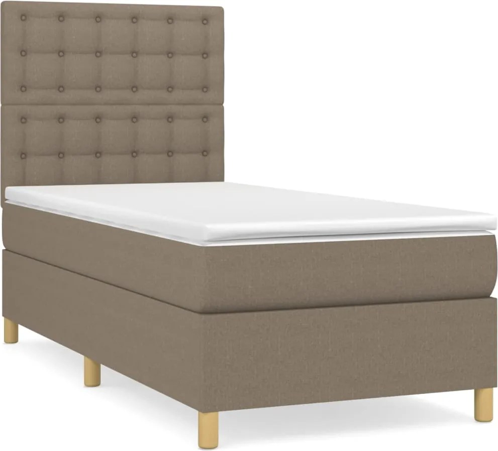 vidaXL tópszínű szövet rugós ágy matraccal 90 x 200 cm
