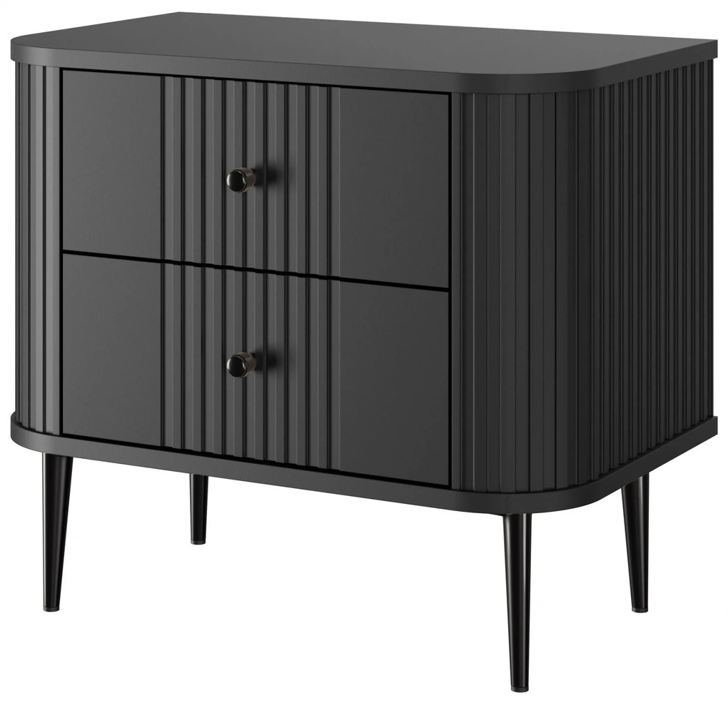 Vesper éjjeliszekrény készlet 56 cm - fekete / fekete lábak
