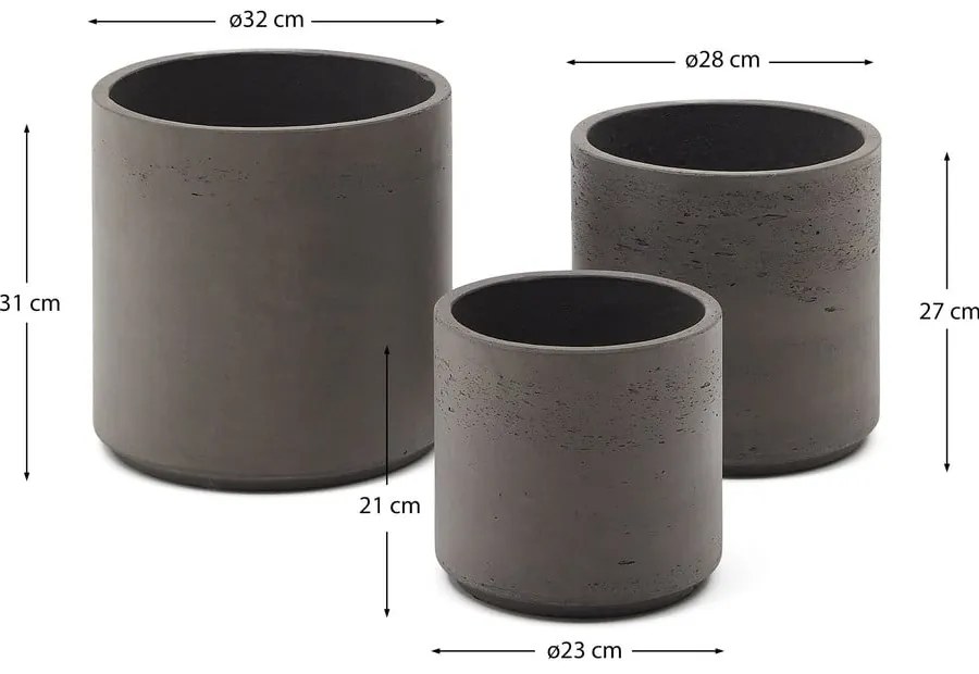 Cement kaspó szett 3 db-os ø 32 cm Sintina – Kave Home