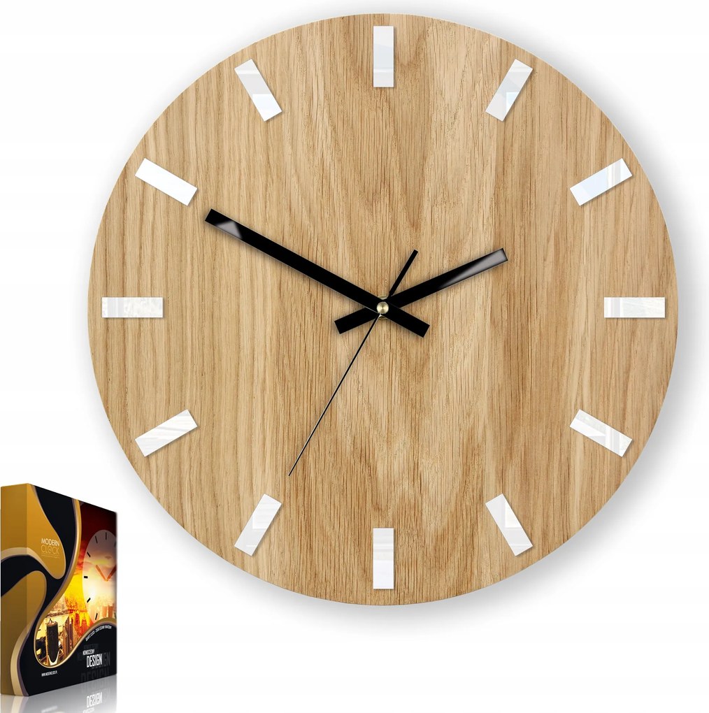 Fa Simple White&amp;brown Érdekes Tölgyfa Óra