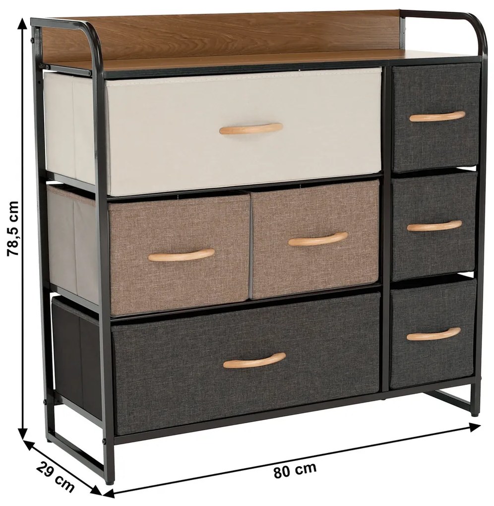 HAZEL TYP 3 szekrény szövet fiókokkal, barna, XL