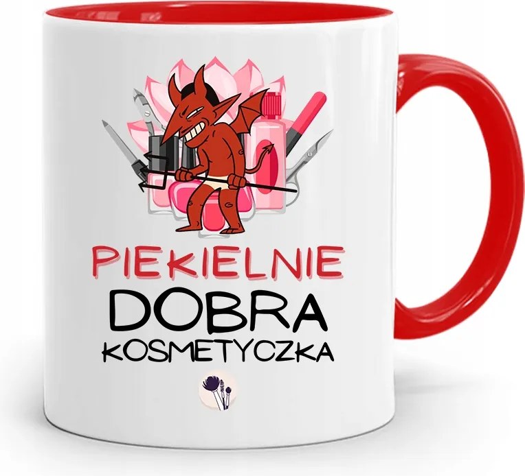 Piros Bögre Kozmetikusnak Pokolian Jó, fényképes nyomattal