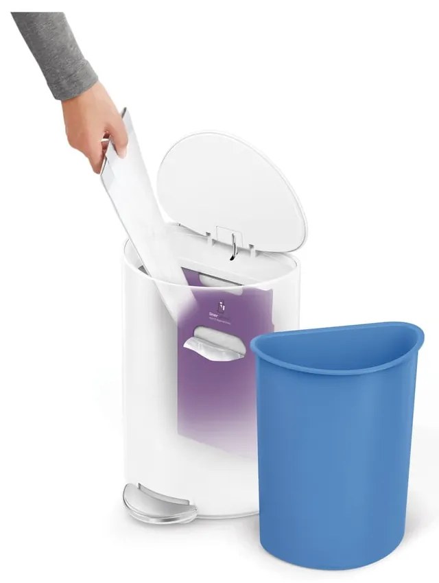 Fehér fém pedálos szemetes 6 l – simplehuman