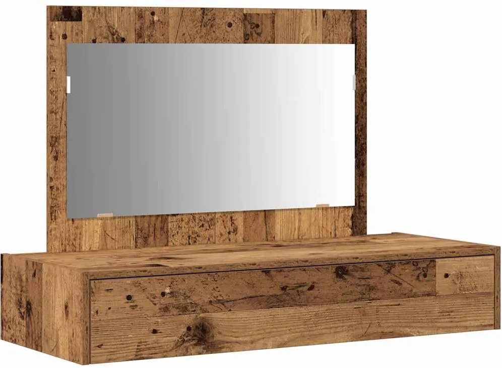 vidaXL Öltözködőasztal fiókkal tükörrel Barna 100 x 40 x 70 cm Faanyag