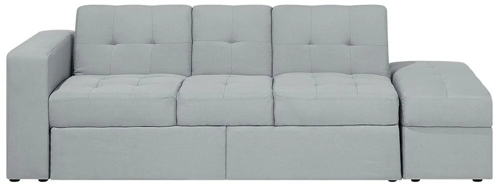 Világosszürke Dekoratív Ágyneműtartós Kanapéágy Ottománnal FALSTER Beliani