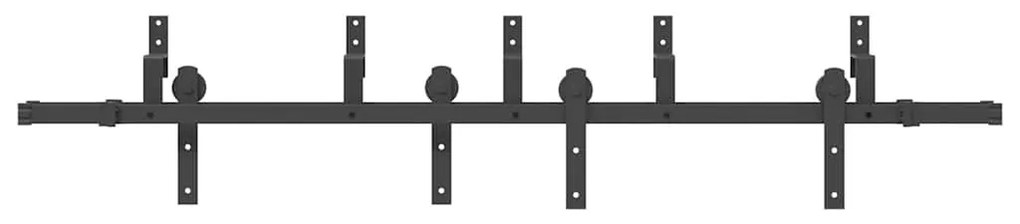 fekete acél tolóajtó fémszerelék készlet 200 cm