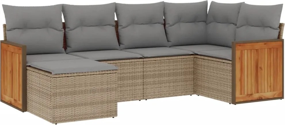 vidaXL 6 részes bézs polyrattan kerti ülőgarnitúra párnával