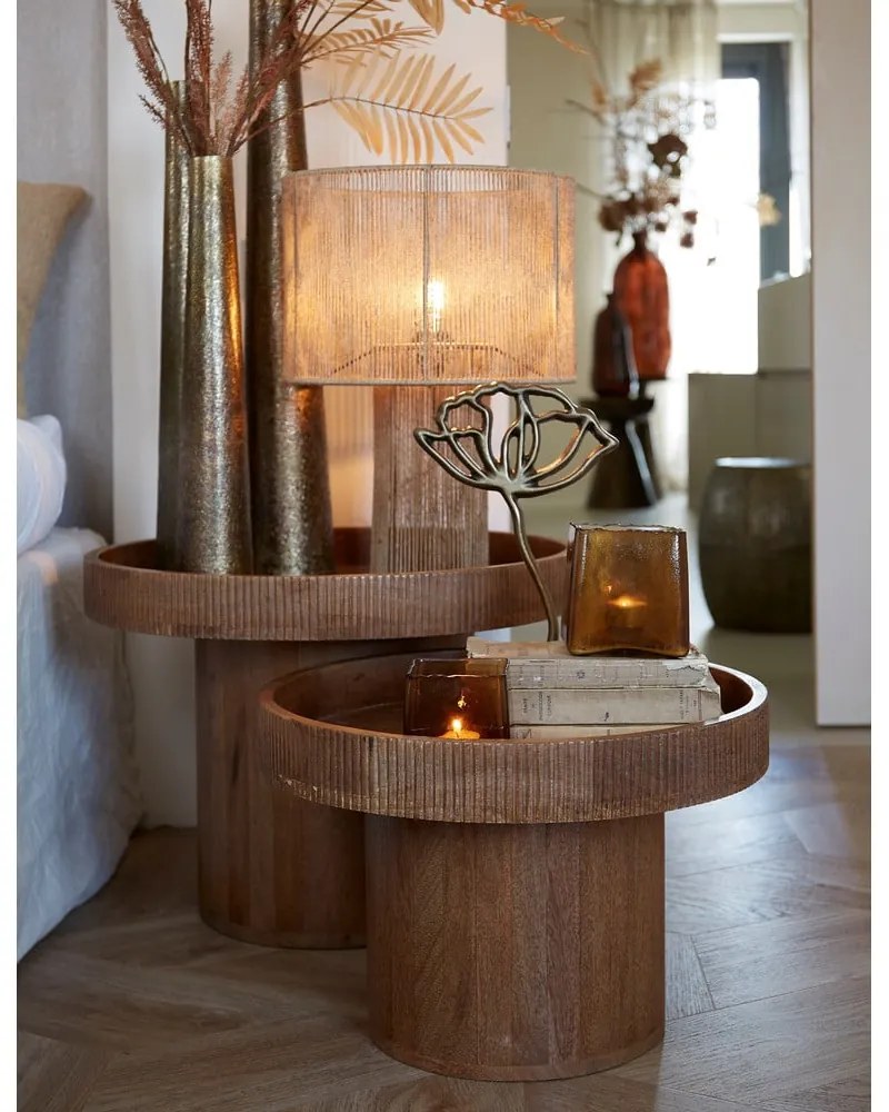 Mangófa kerek tárolóasztal ø 60 cm Kalomo – Light &amp; Living