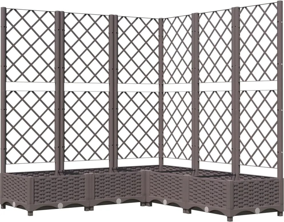 vidaXL barna polipropilén rácsos kerti ültetőláda 120 x 120 x 121,5 cm