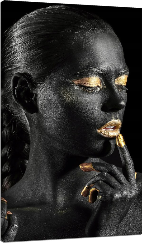 Vászonkép Fekete Nő Arany Száj Szemek Kívül 70x120 cm
