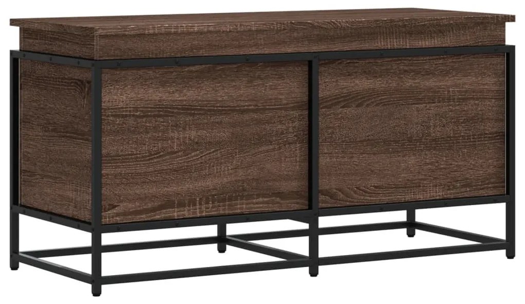 barna tölgy színű szerelt fa tárolóláda fedéllel 100x40x51,5 cm