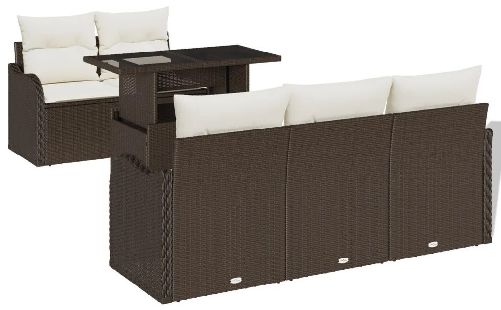 Kerti Kanapé Szett 6 pcs Barna 100 x 55 x 73 cm Poli rattan