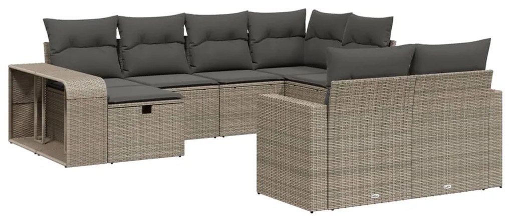 vidaXL 10 részes világosszürke polyrattan kerti ülőgarnitúra párnákkal