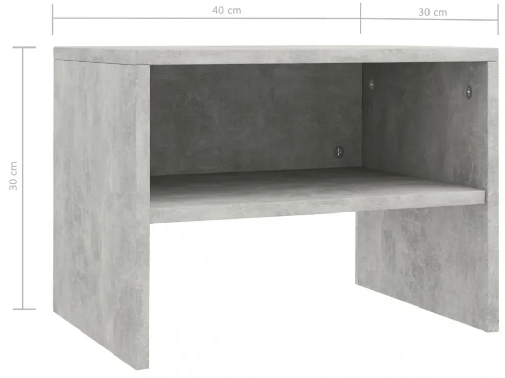 betonszürke szerelt fa éjjeliszekrény 40 x 30 x 30 cm