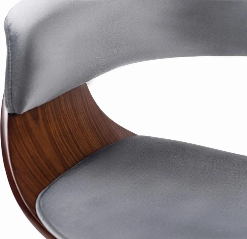 Szék szürke/dió színben, bársony kárpittal. GARY
