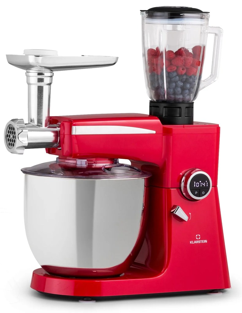 Klarstein Renata Rossa, konyhai robotgép, 3 az 1-ben 2000 W/2,7 PS, 10 L, rozsdamentes acél, BPA-mentes