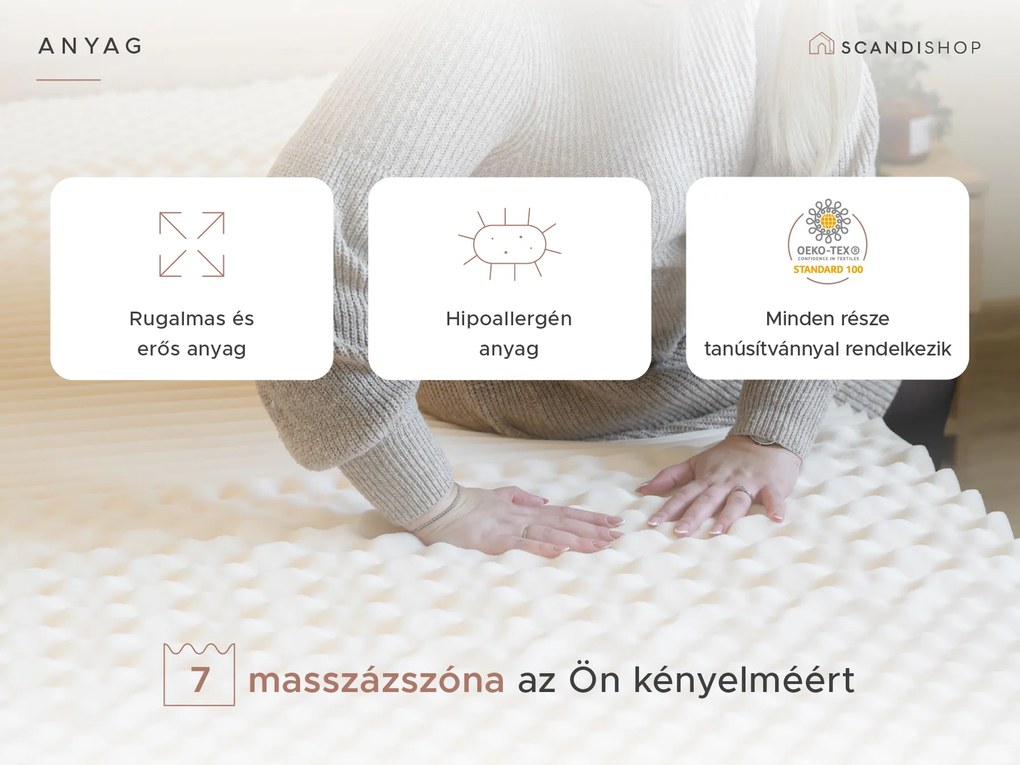 Kókusz matrac COCO MAXI 20 cm 90 x 200 cm Matracvédő: Matracvédővel