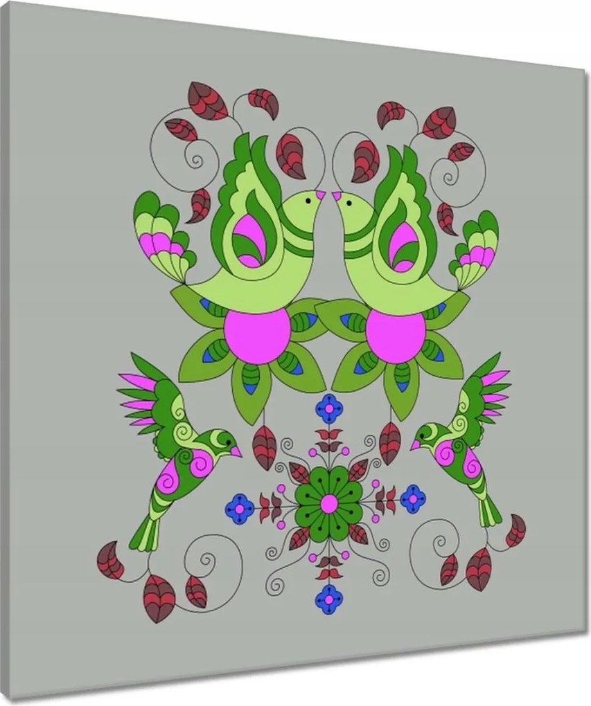 Vászonkép 60x60 Zöld madarak Horgász